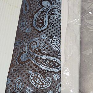 Stacy Adams (Silver) & Vincenzo (paisley) Men's Tie & Hanky 3.25" Wide - NEW